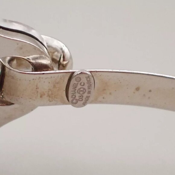CHANEL CC Logo Mirror Bangle Bracelet 03C Silver France Accessory - Picture 6 of 16